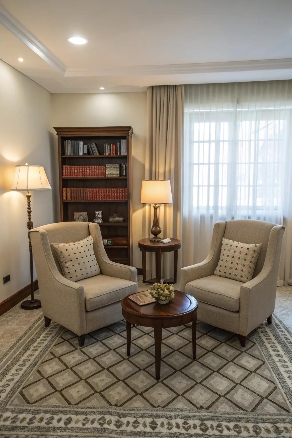 Balance brings harmony to a living room design.