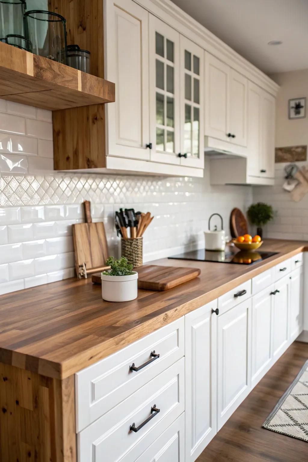 A culinary design that experiments with diverse timber tones for appended depth.