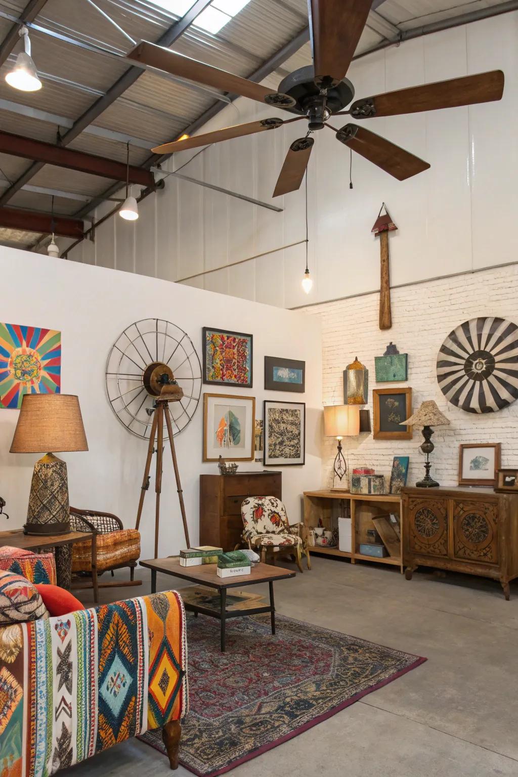 A vane ceiling fan serves as either a stunning touch and a functional segment.