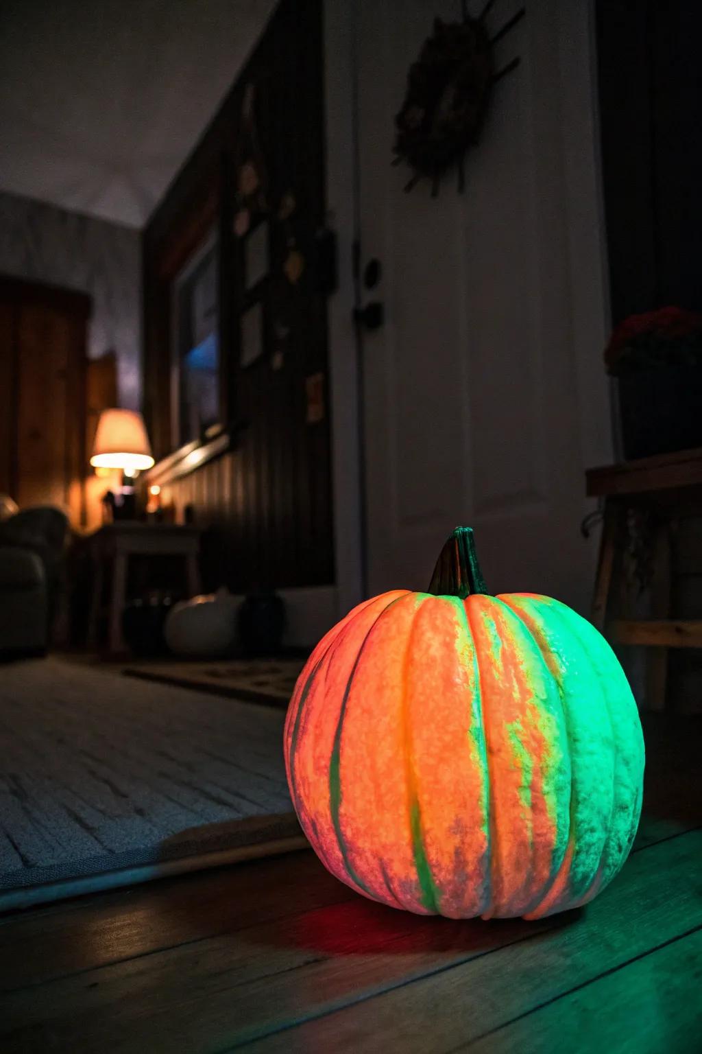 Jack-o'-lantern aglow with magical luminescence.