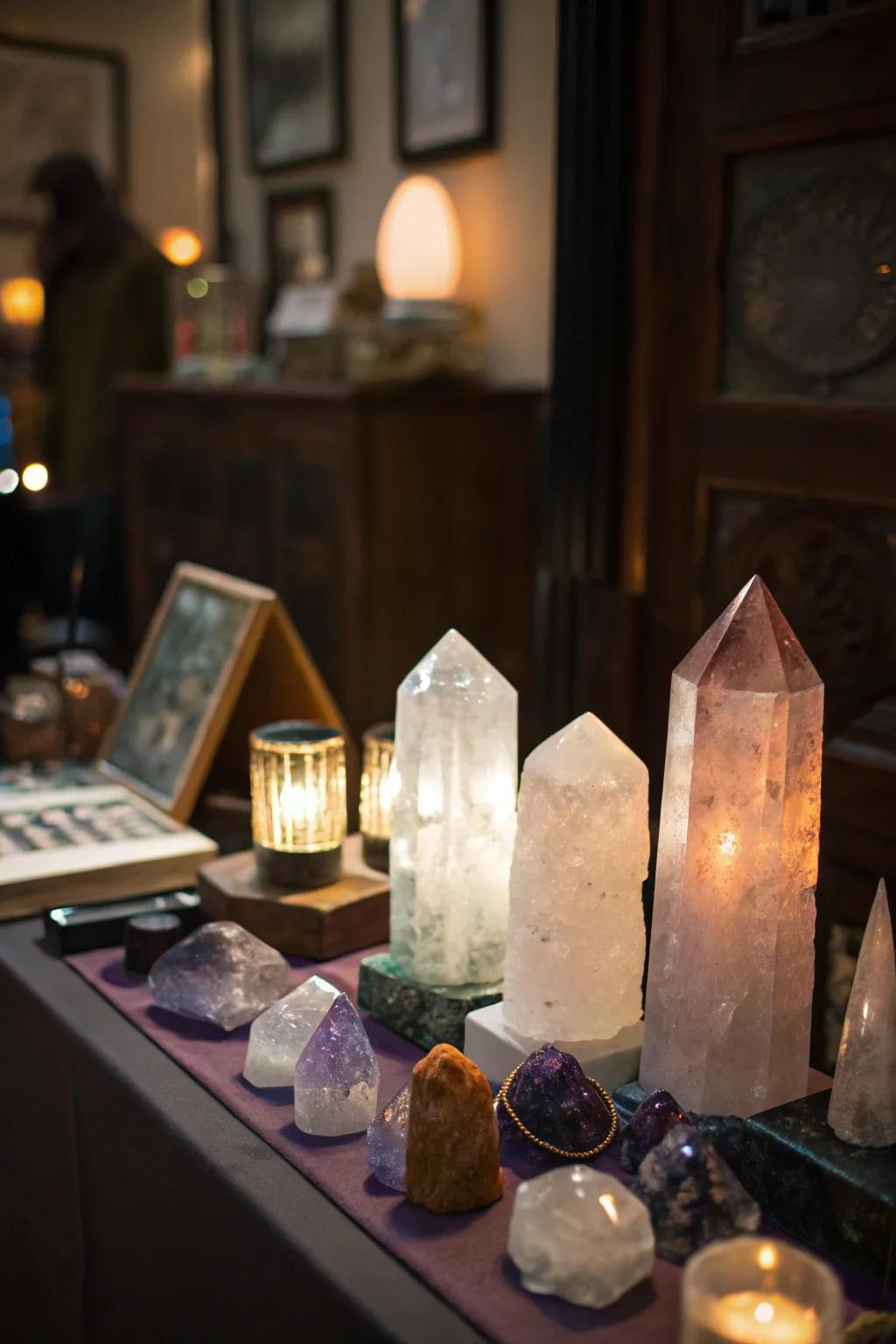 Crystals infusing sparkle and flair into the retreat.
