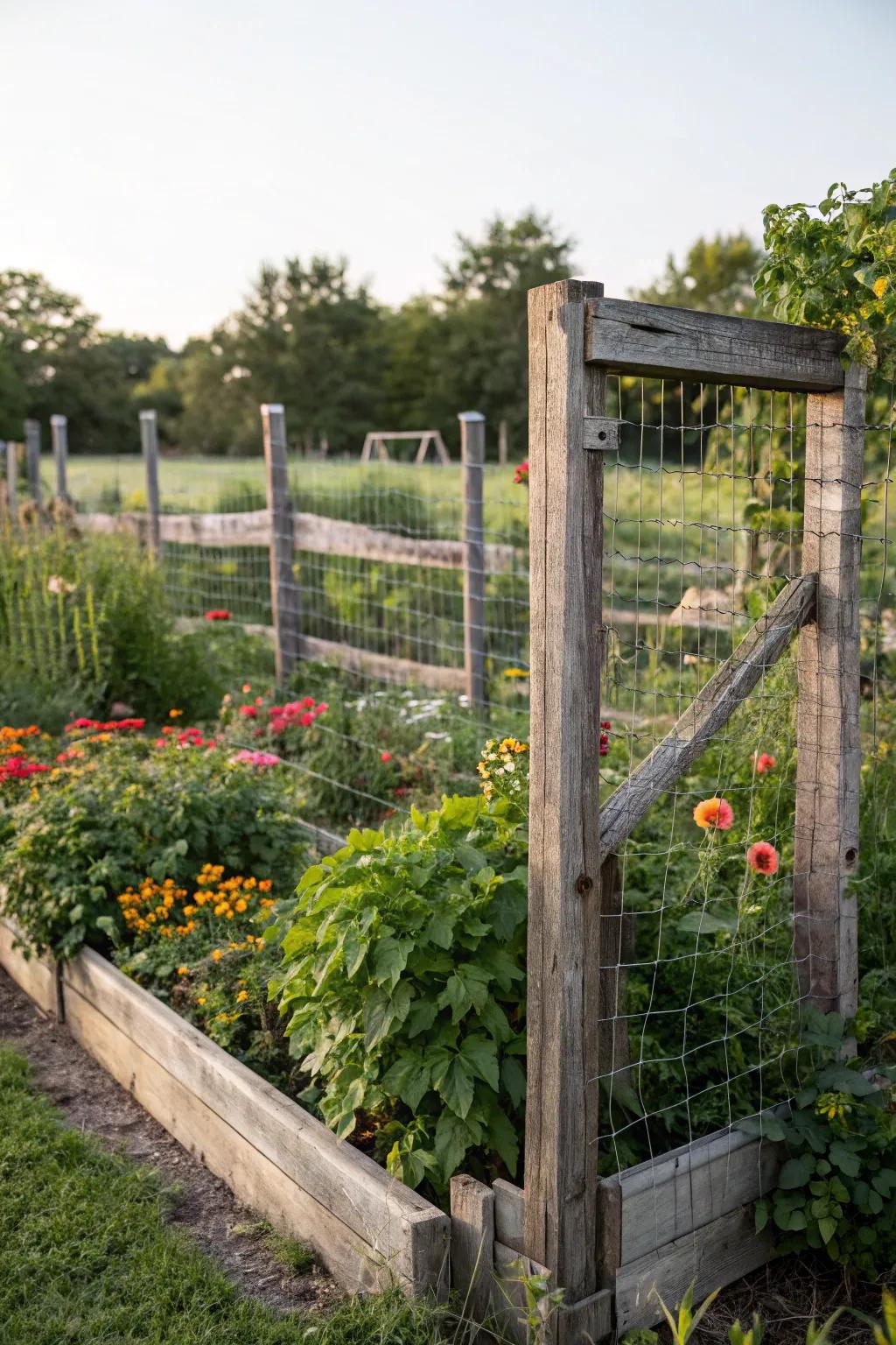 Wire mesh fences safeguard gardens while preserving rustic appeal.