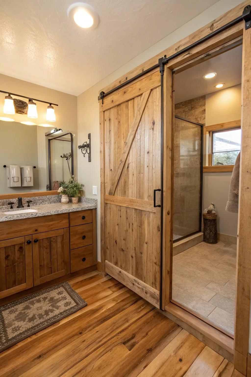 Recycled wood provides a country-style charm with an eco-friendly touch.