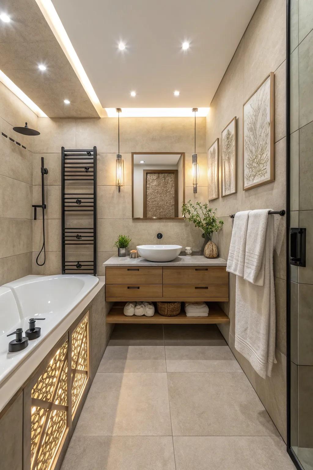 Matte textures bring muted elegance to a zen bathroom.