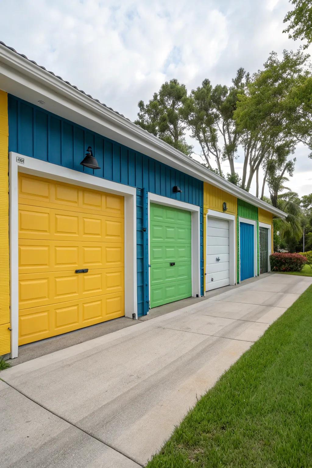 Create impact through vibrant garage exterior shades.
