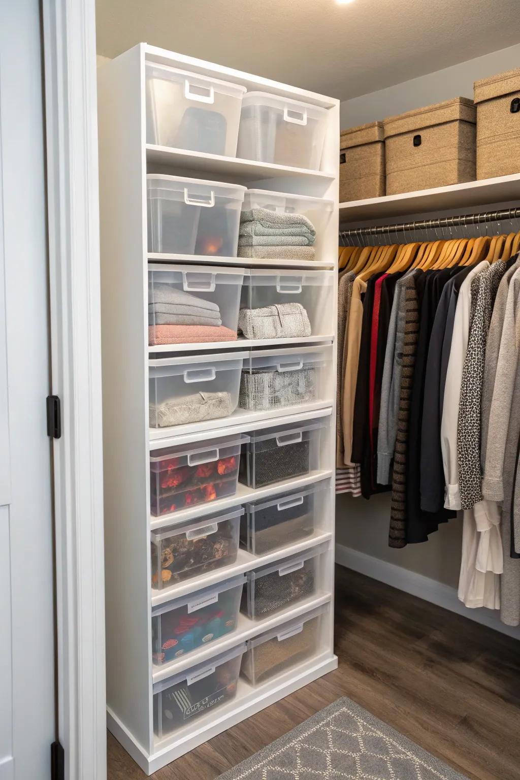 With clear bins, you can see everything at a glance.