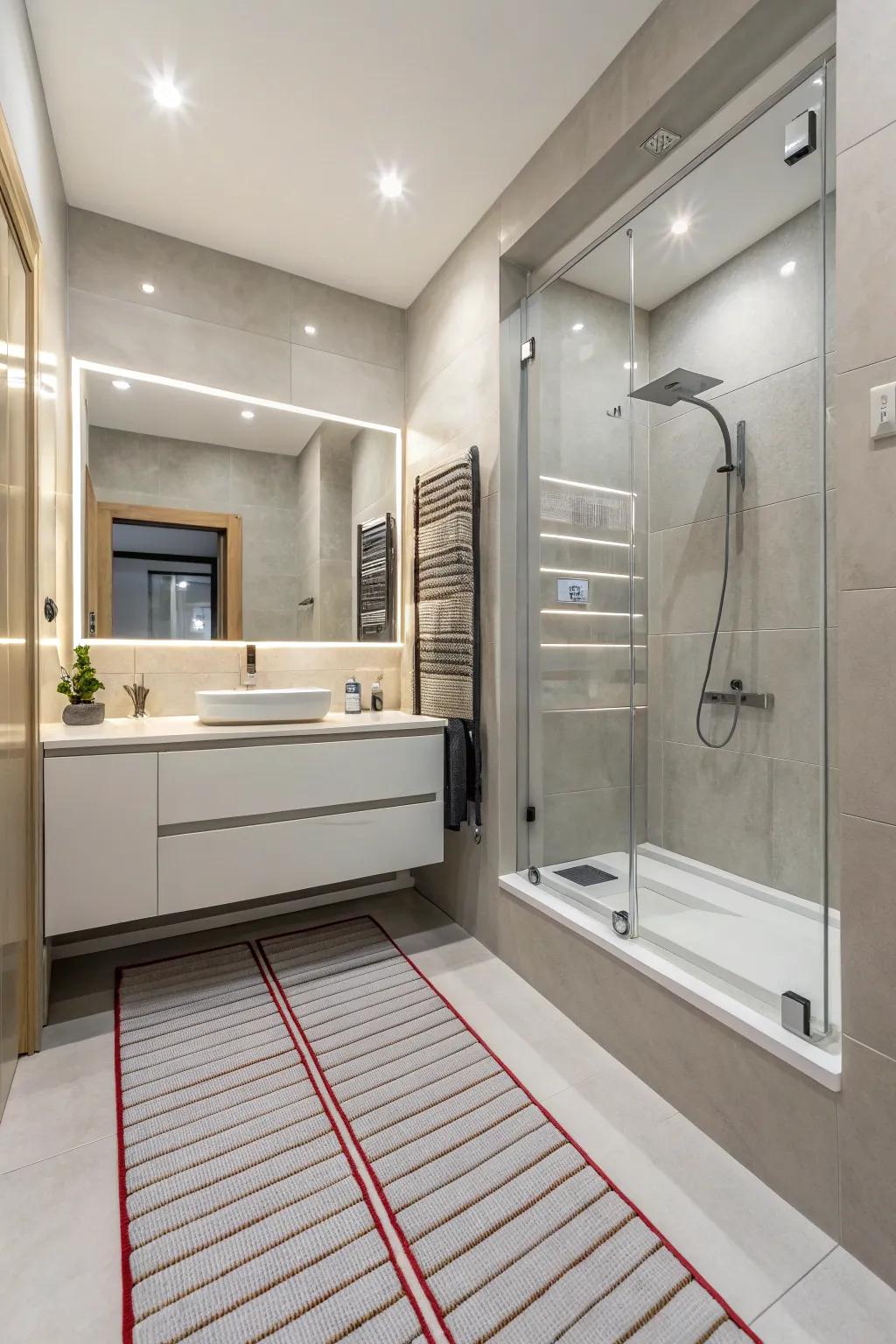 Underfloor heating adds warmth and luxury without taking up space.
