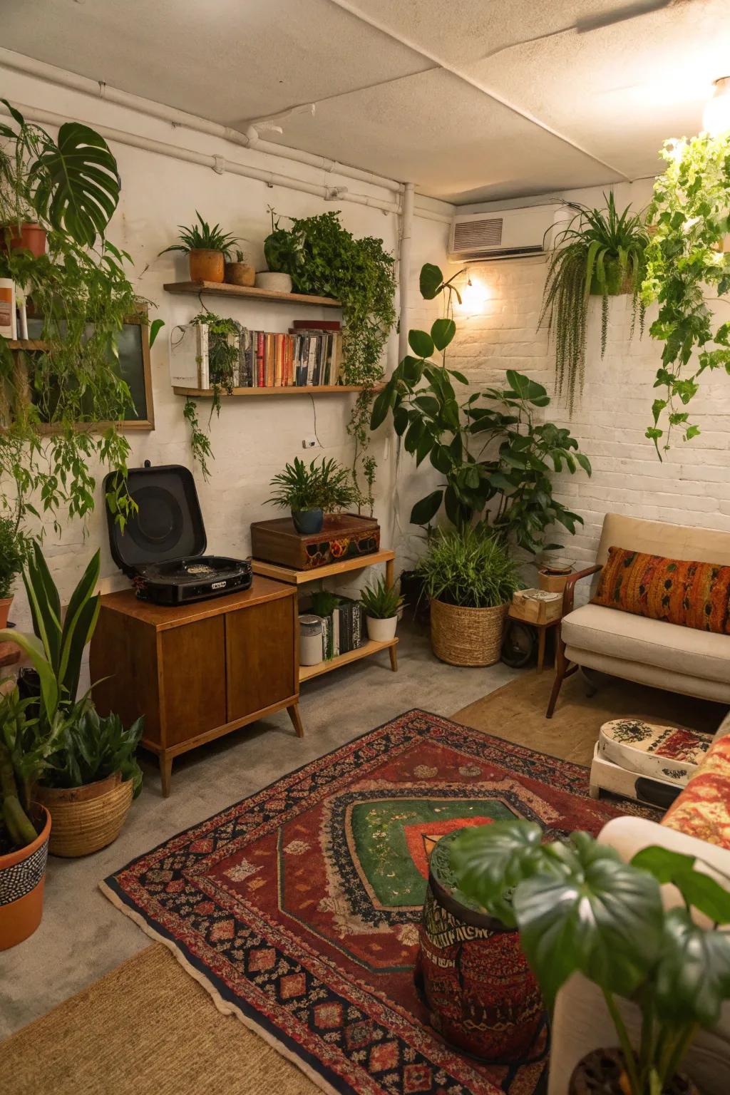 Indoor plants impart a refreshing natural element.