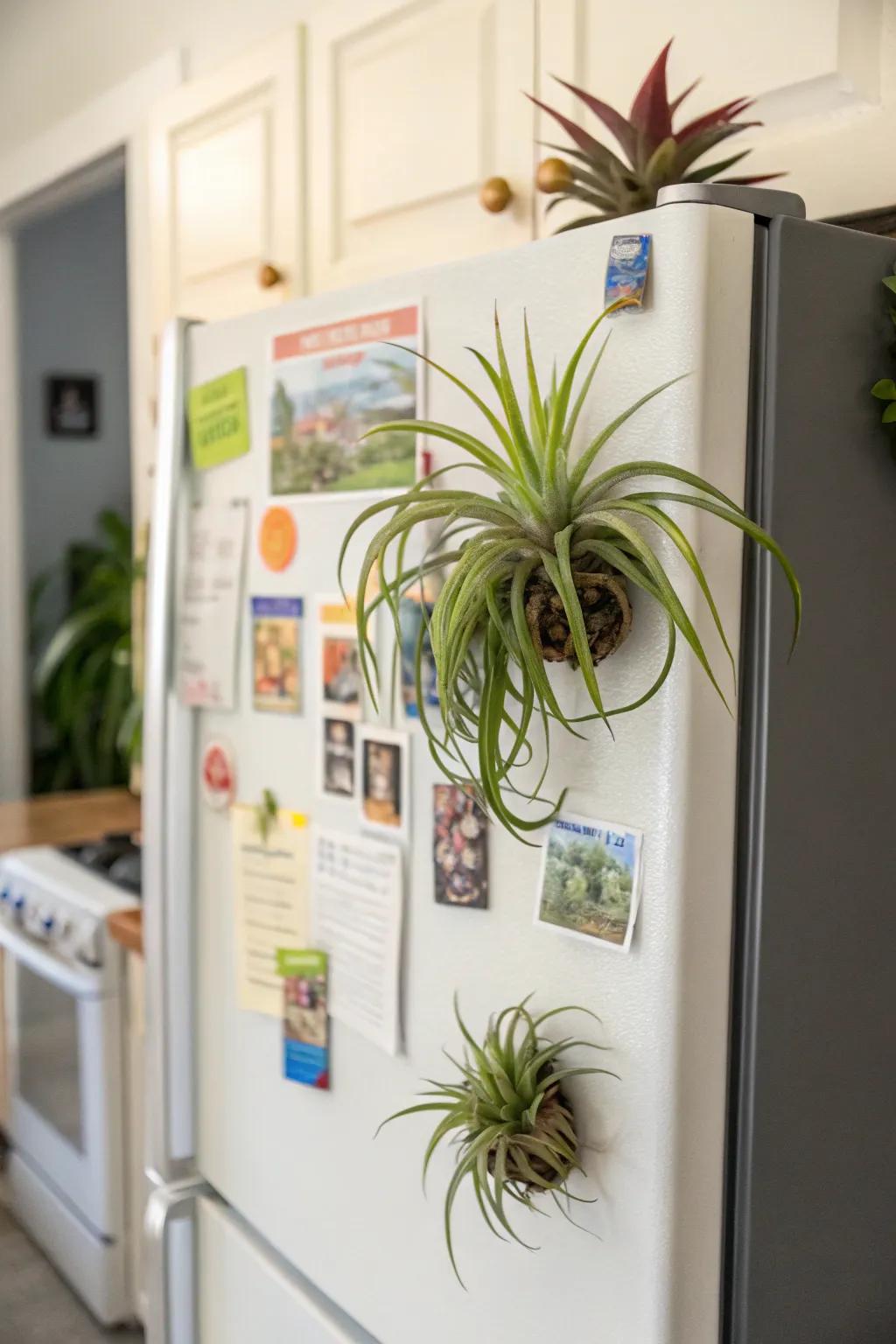 Magnetic air plants infuse vitality into kitchen environments.