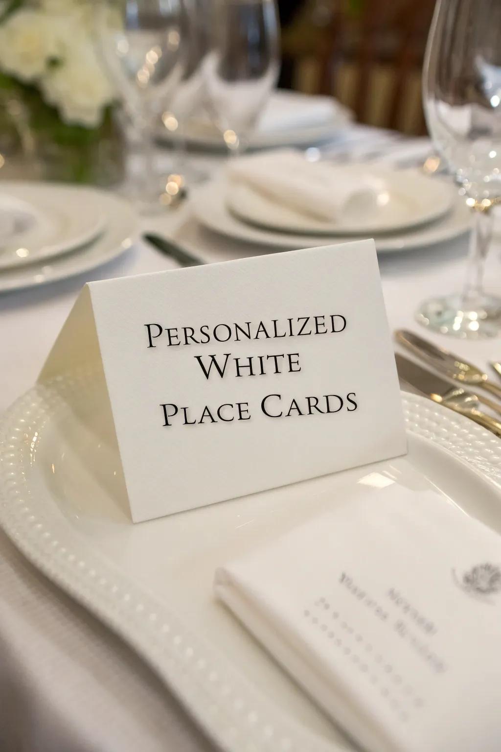 Customized seat markers add a thoughtful and formal touch.