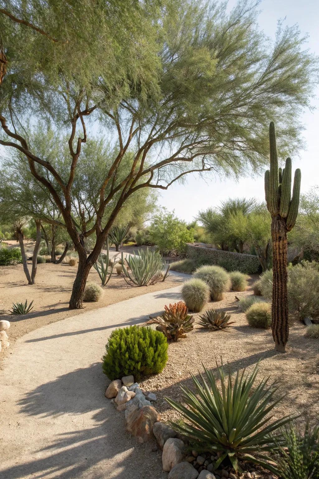 Native trees offering shade and beauty to the landscape.