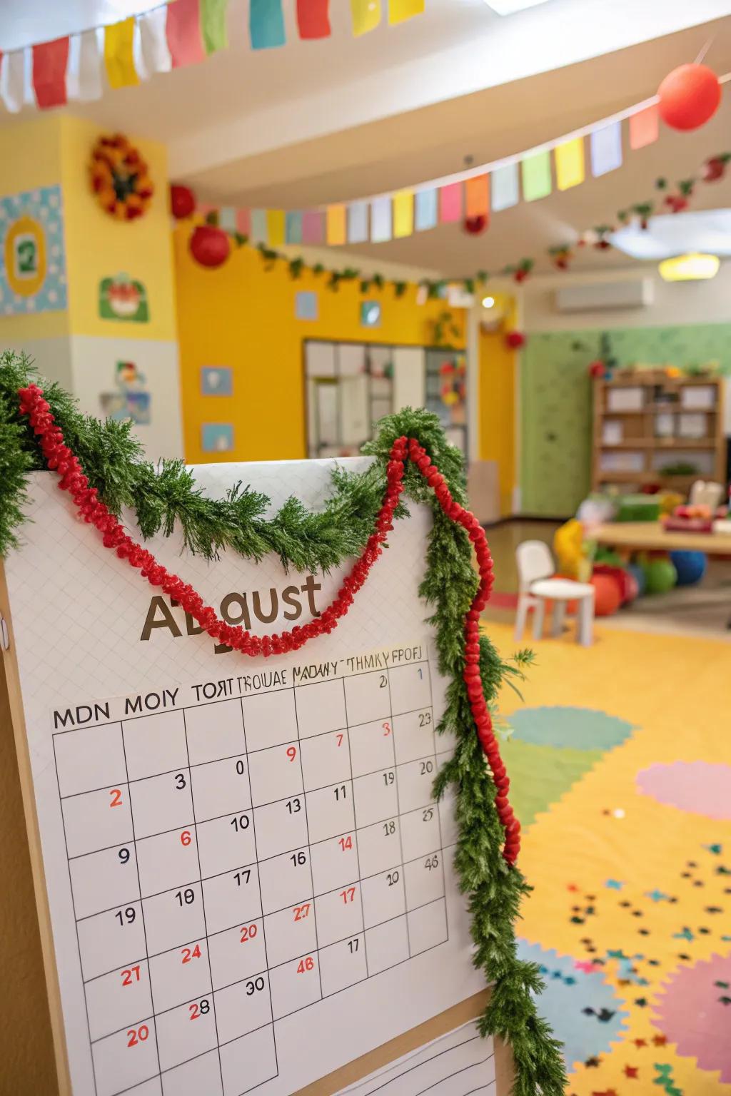 Celebrate each day by adding party streamer touches to your calendar.