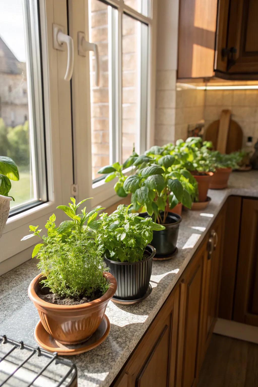Small herb pots add fresh flavors to any meal.