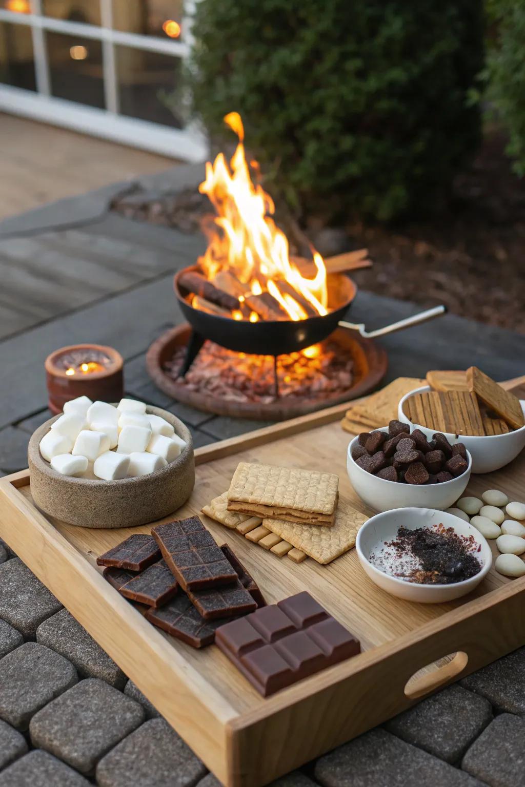 A cozy sweet treat corner perfect for evening gatherings, fostering warmth and togetherness.