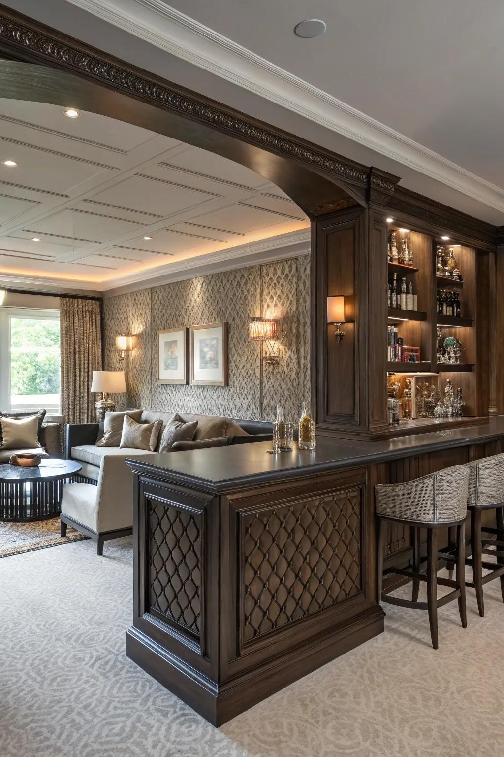 Patterned panels incorporate subtle elegance and sophistication.