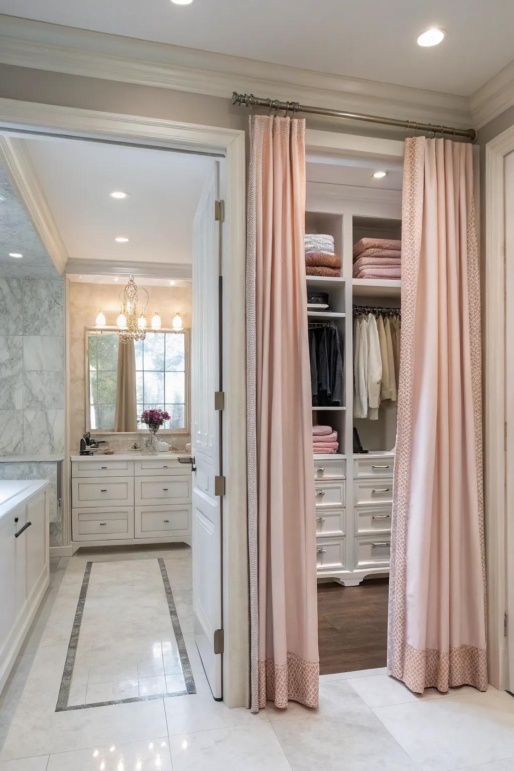 Curtains offer a soft, versatile substitute for doors.