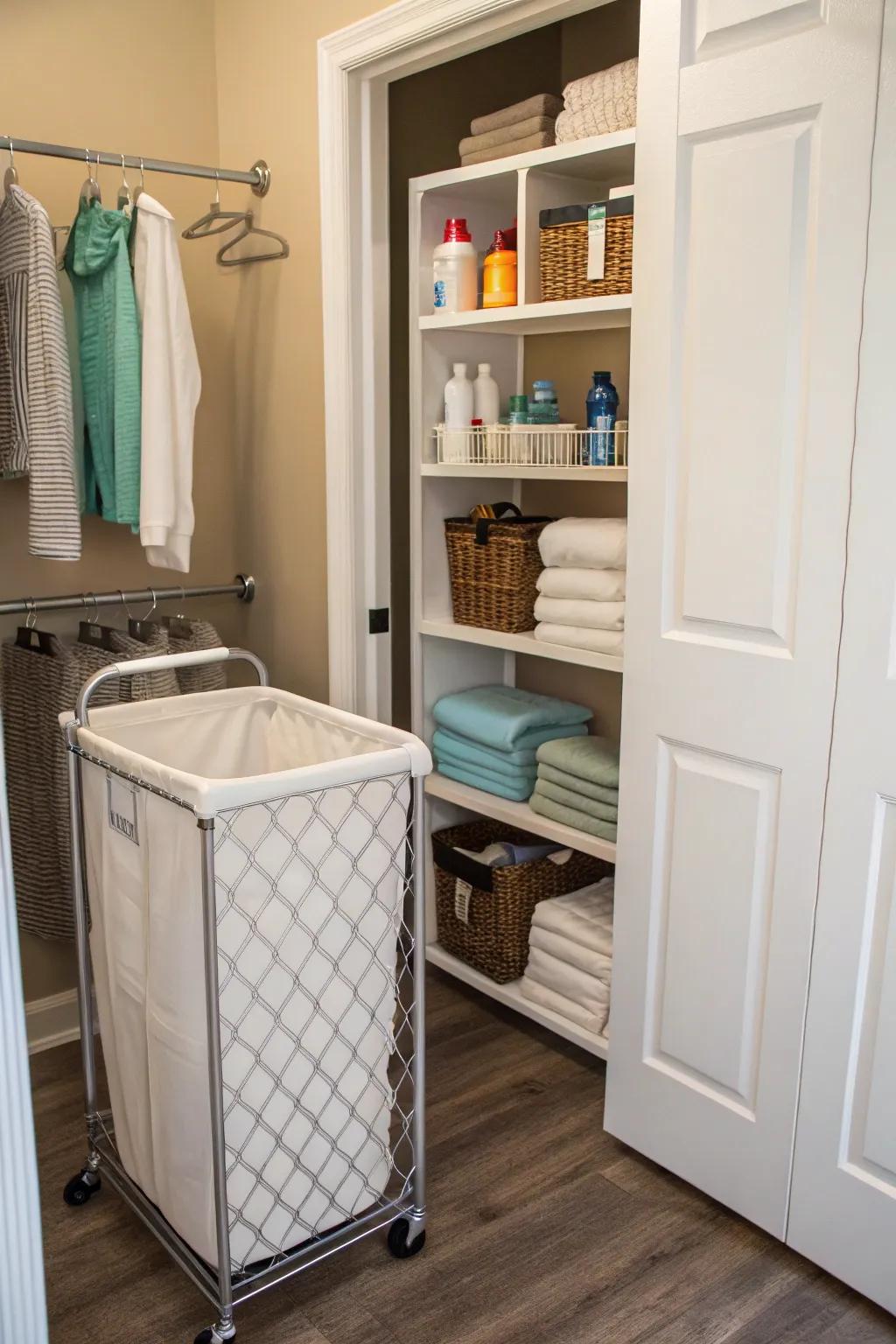 A laundry spot in your closet adds efficiency.