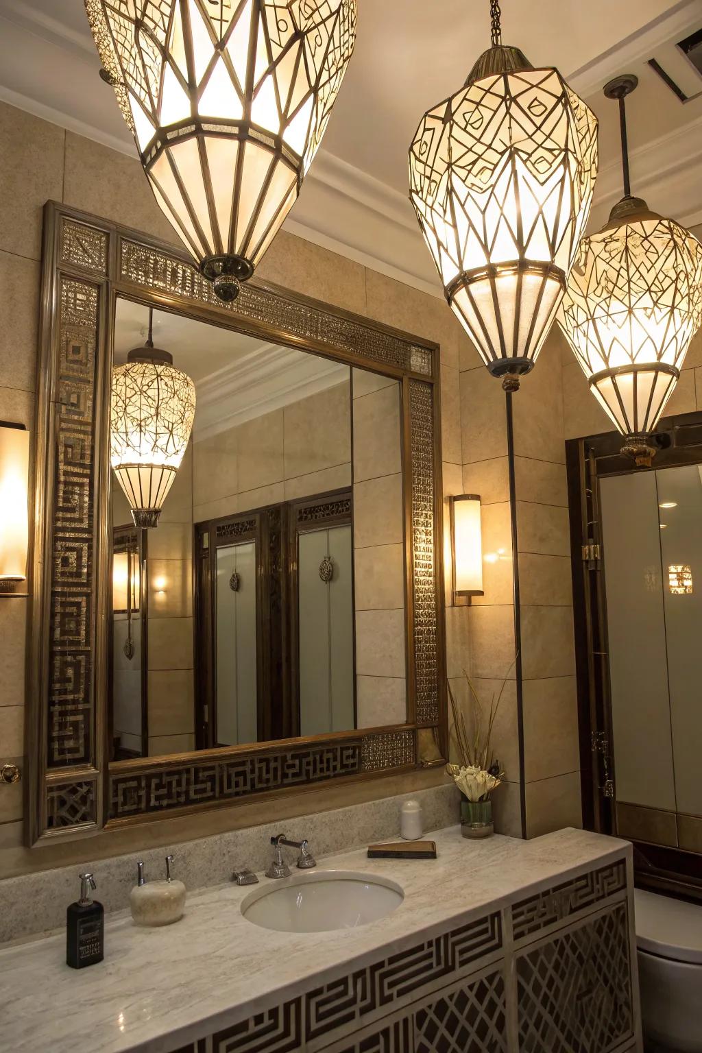 Art Deco lighting contributes timeless elegance and character.