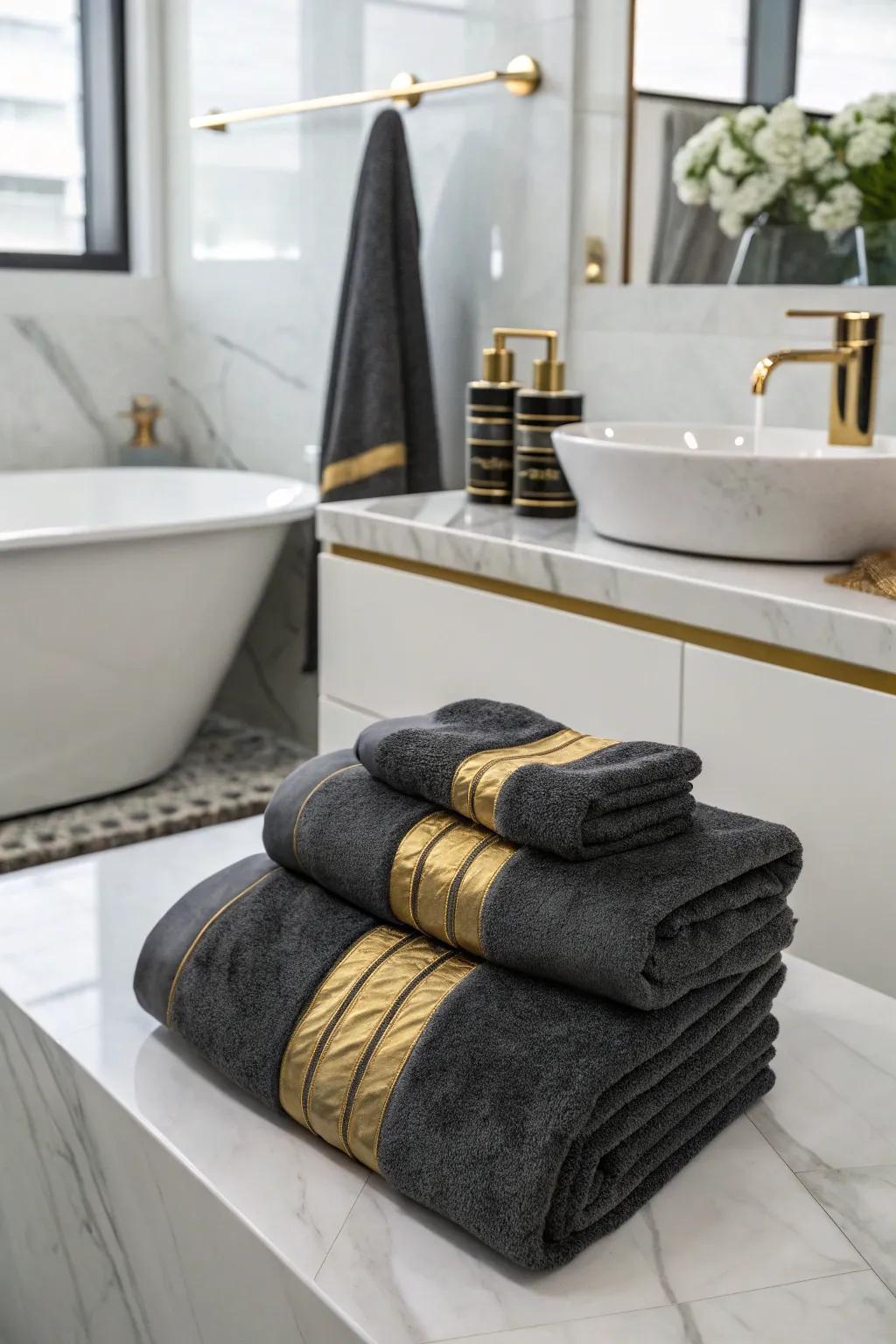 Slate and gold cloths add a chic, modern twist.
