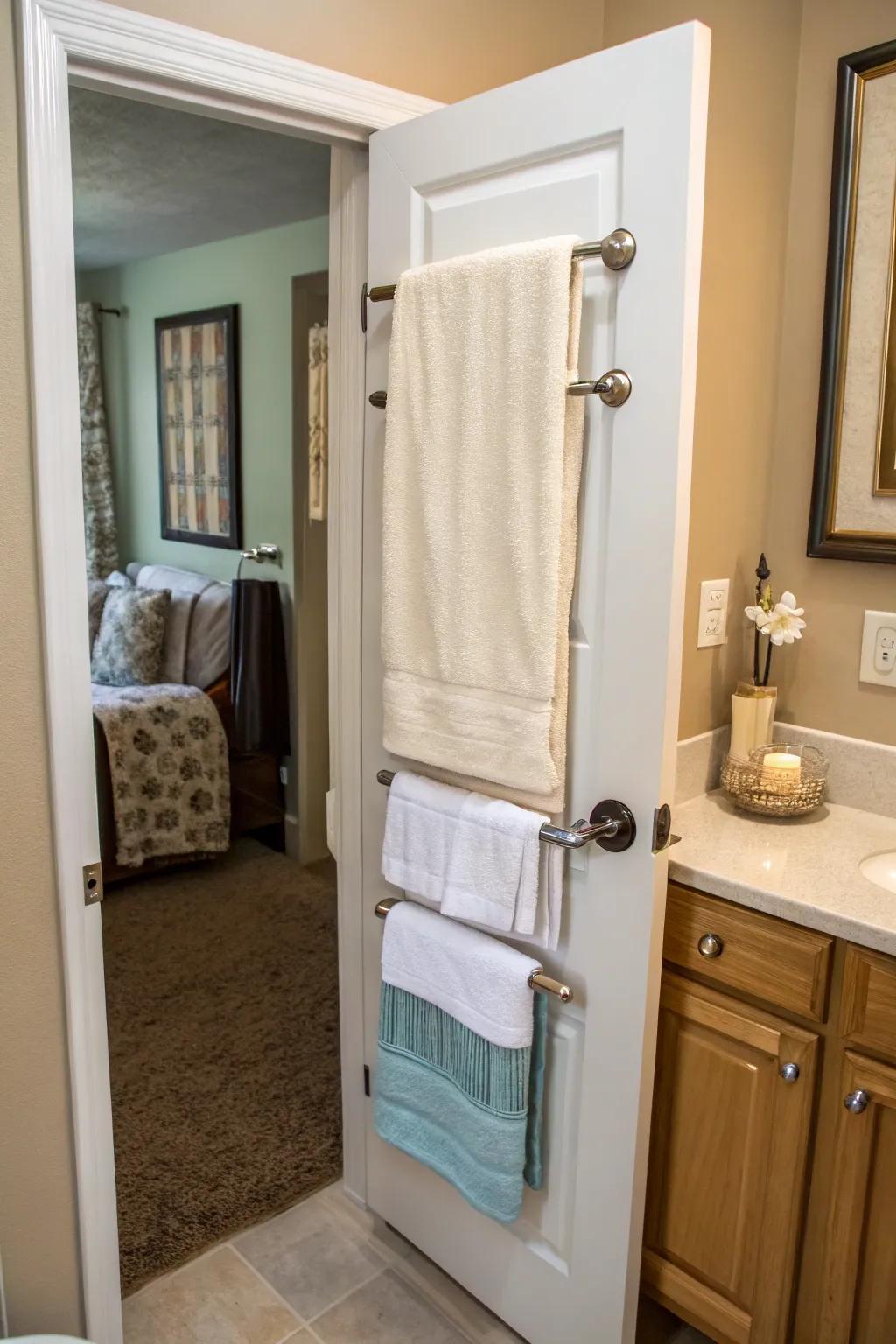 Over-the-door racks make excellent use of often overlooked area.