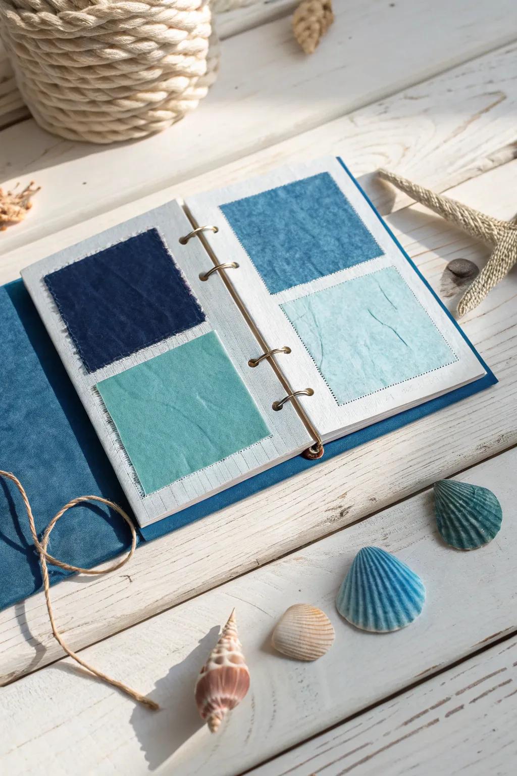 Immerse into the serene profundities of Oceanic Azures through this minimalist scrapbook inspiration.