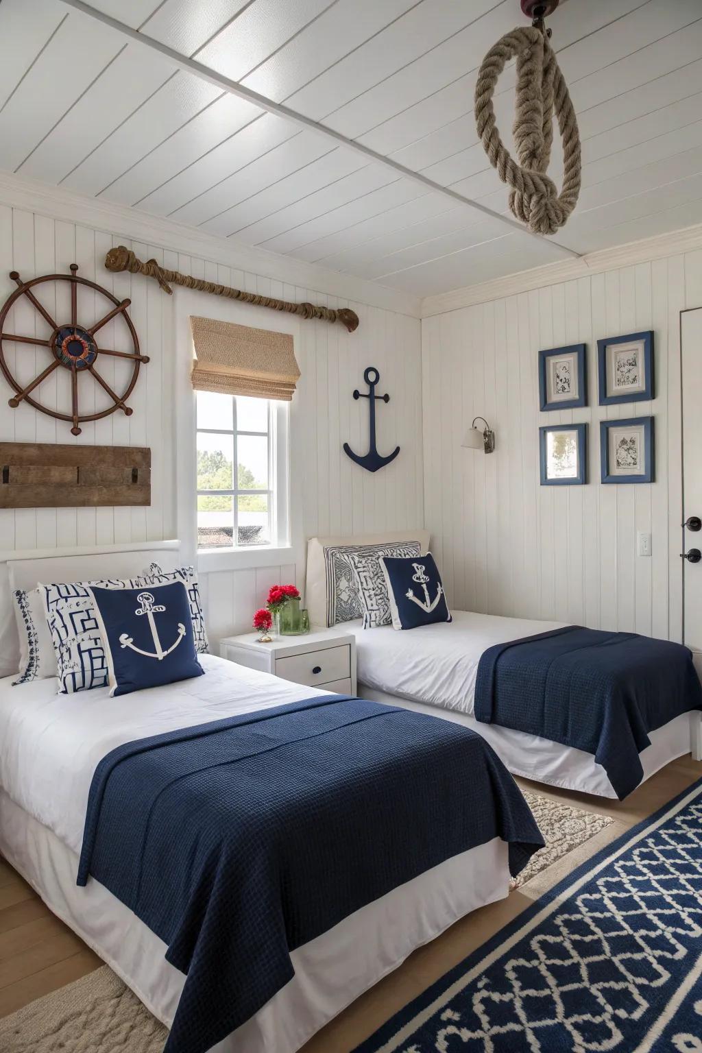 Embrace a timeless look with navy and white.