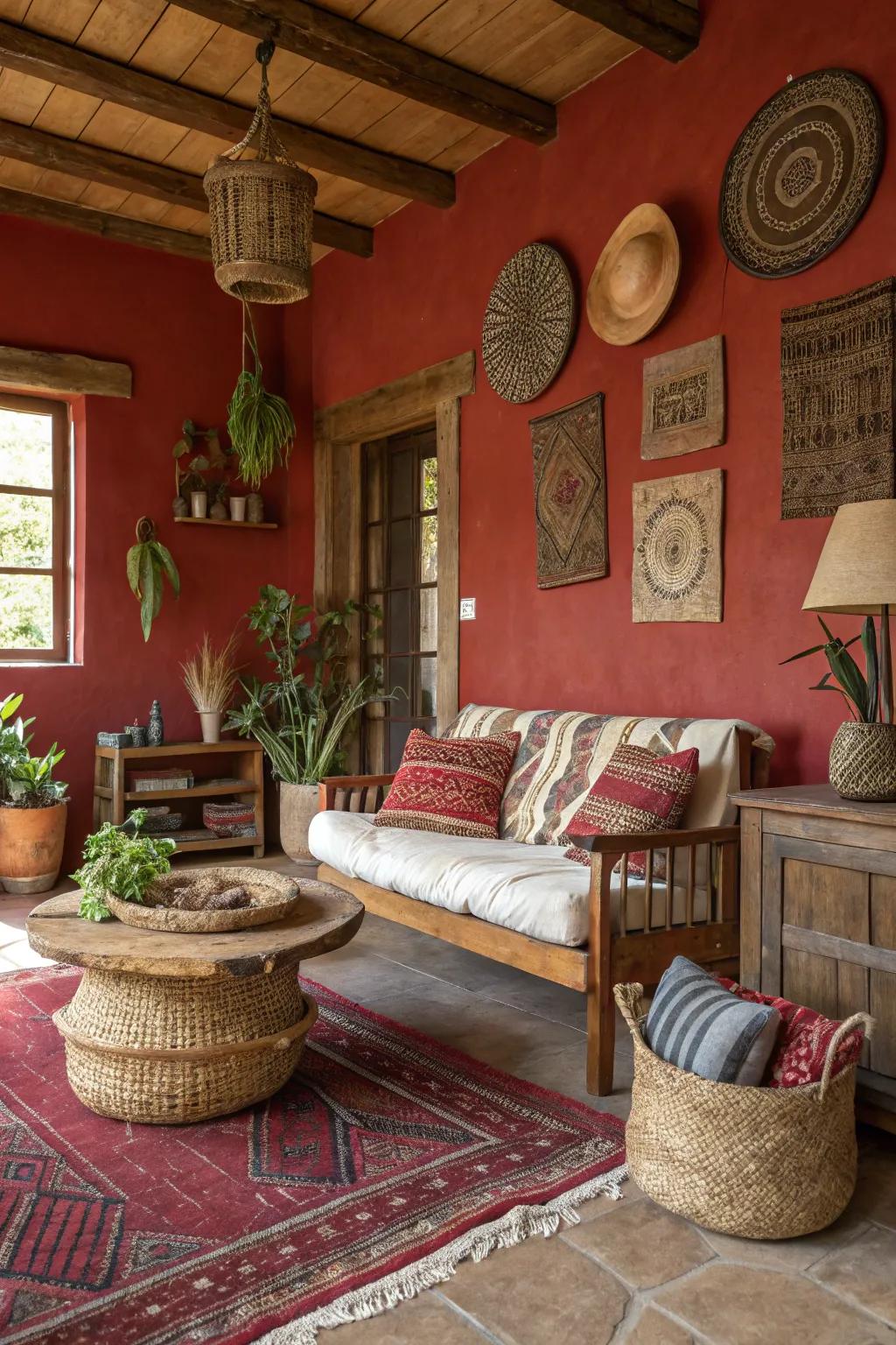 Fill heat with rustic red colors