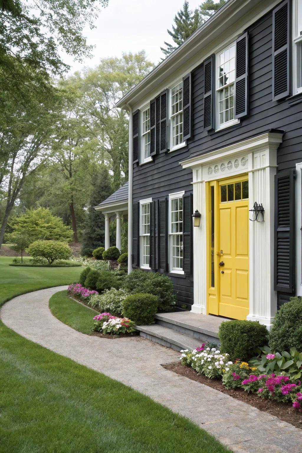 Graphite and gold blend elegance with warmth.