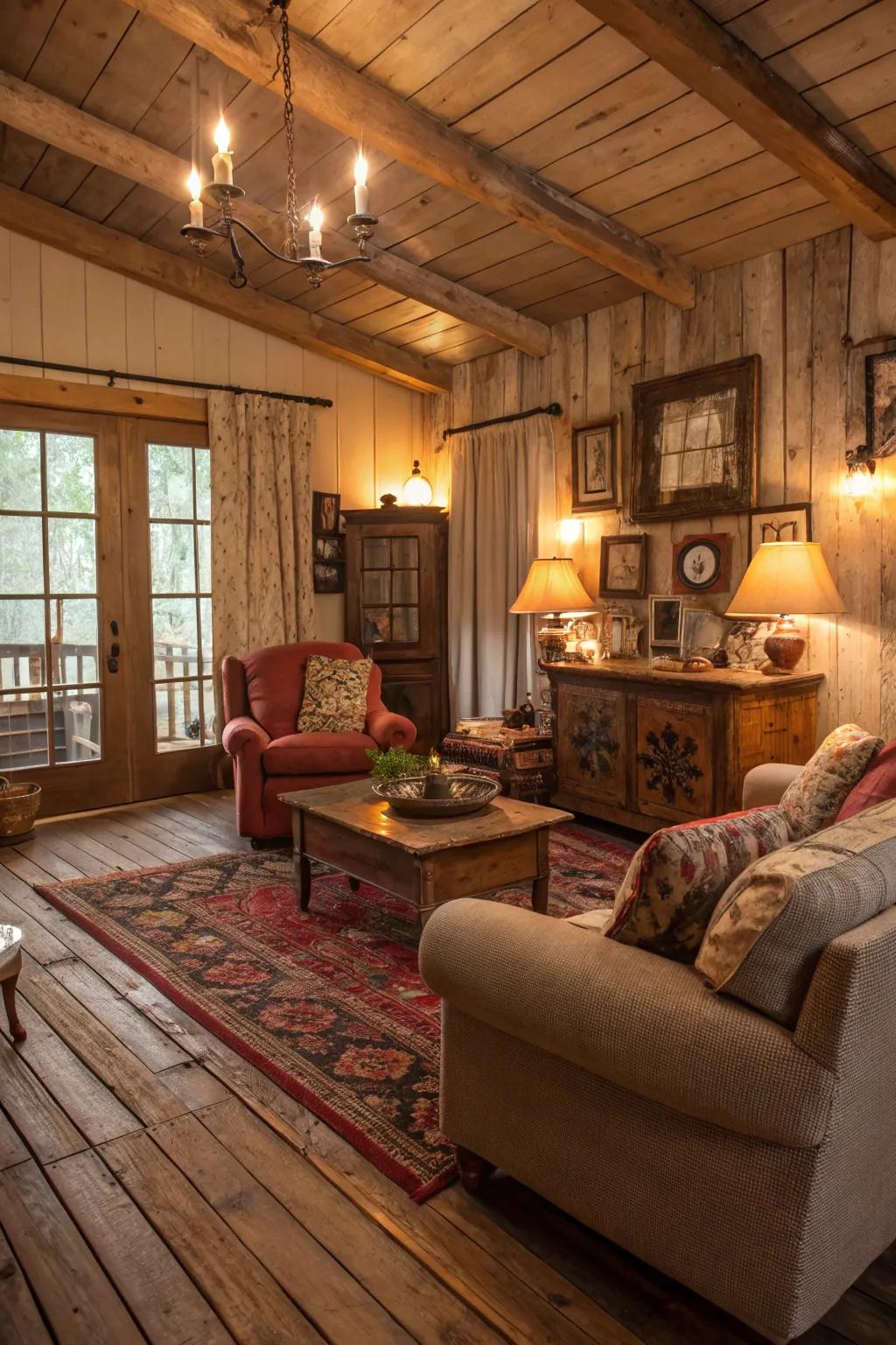 Reclaimed wood brings rustic charm and unique character.