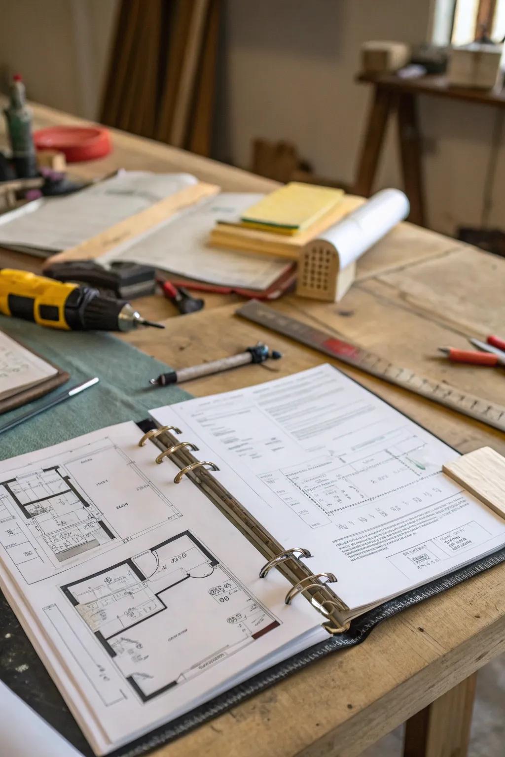 Home project binder for efficient project management.