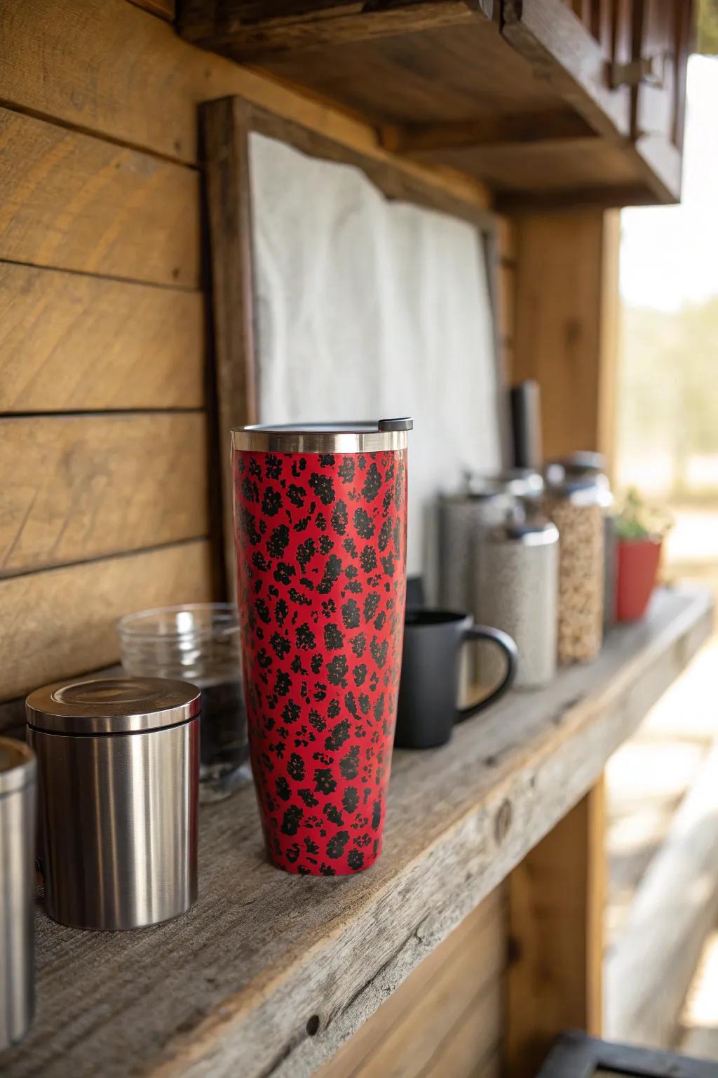 A bold animal print tumbler for those who dare to be different.