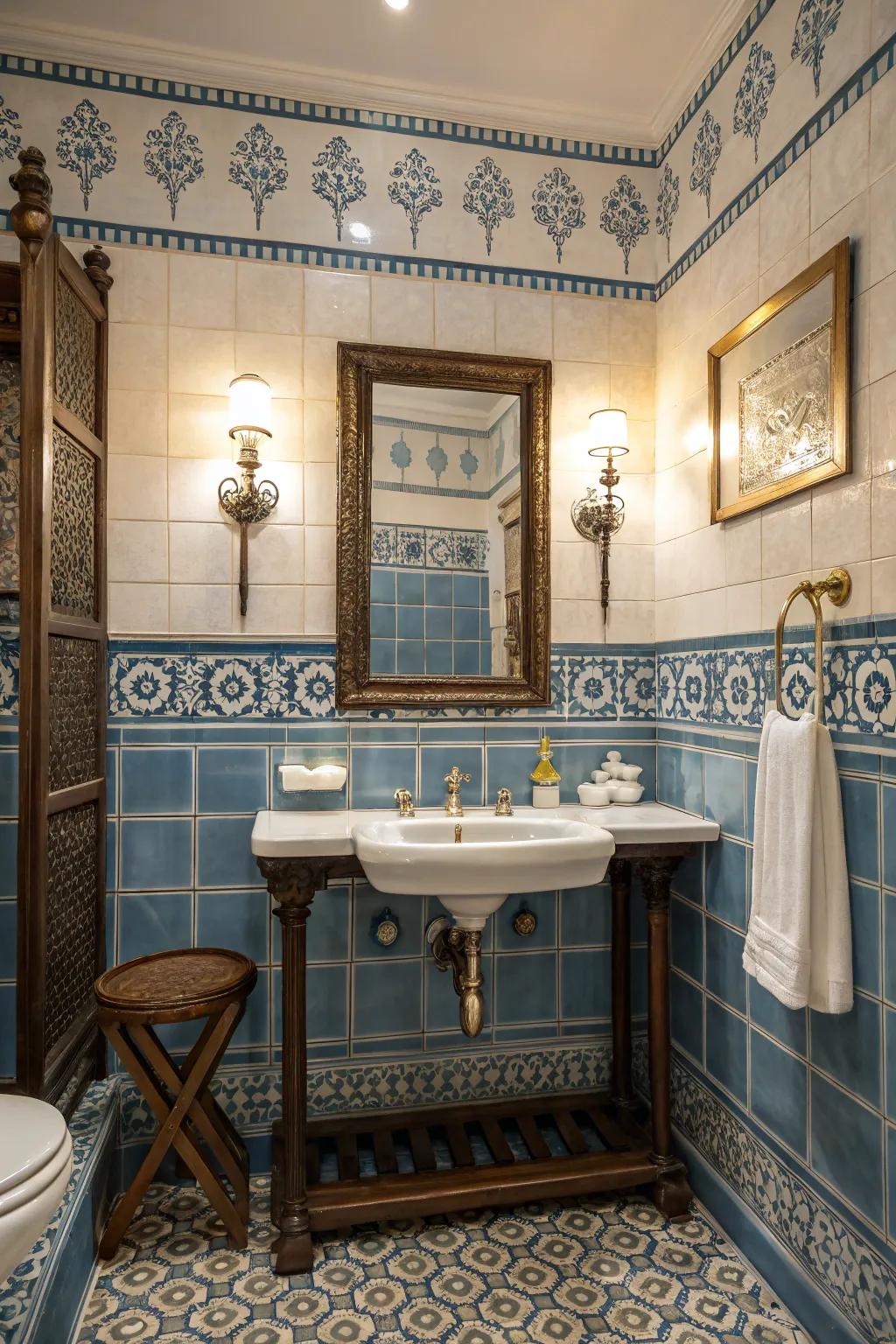 Vintage-stimulated tiles evoke sentimentality and ageless charm.