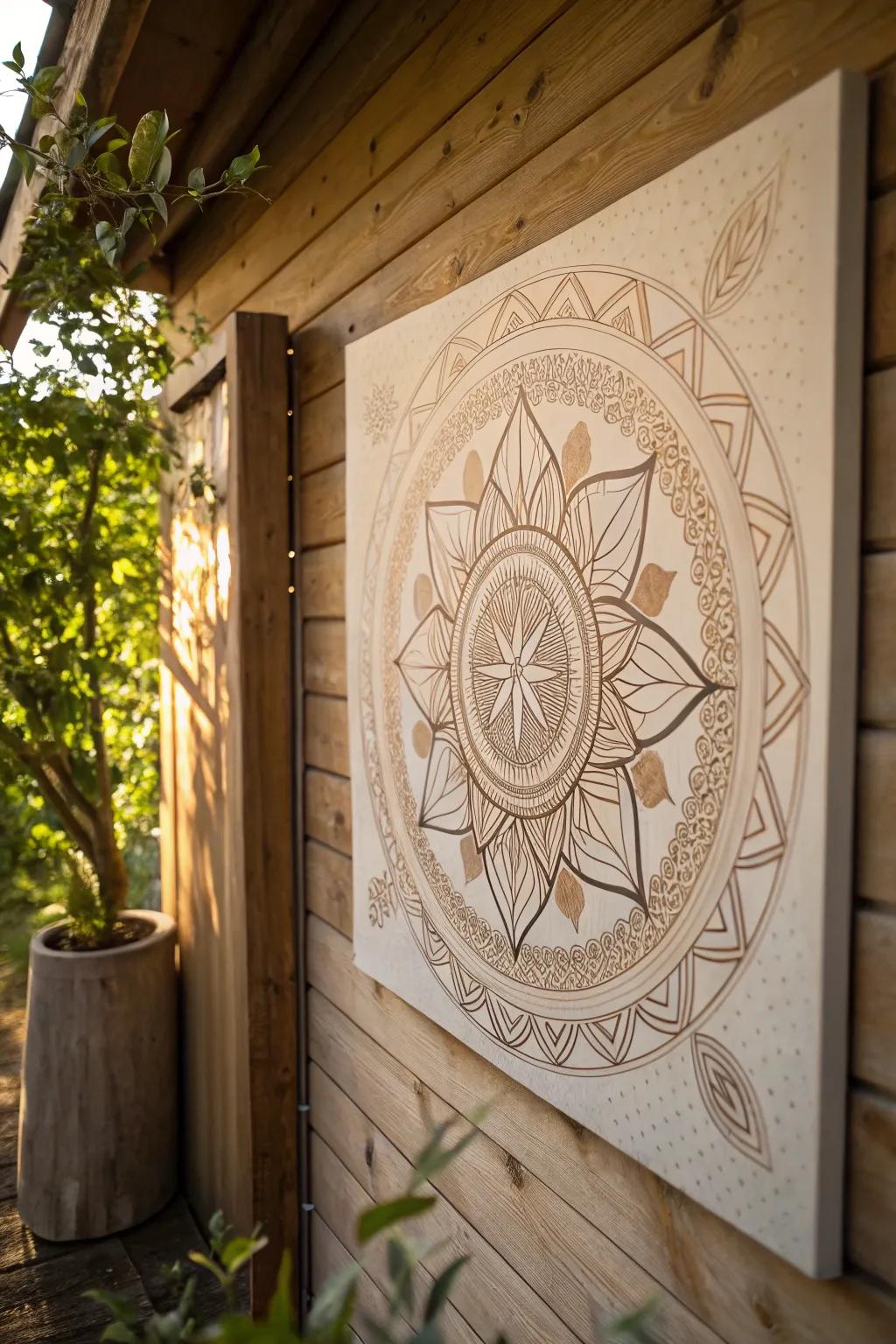 A boho painting that explores the mystical world of sacred geometry.