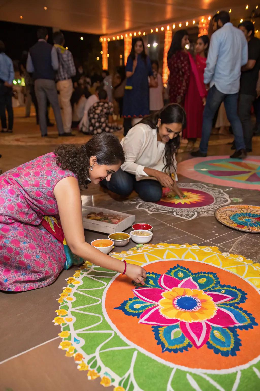 Let creativity flow with a DIY rangoli station.