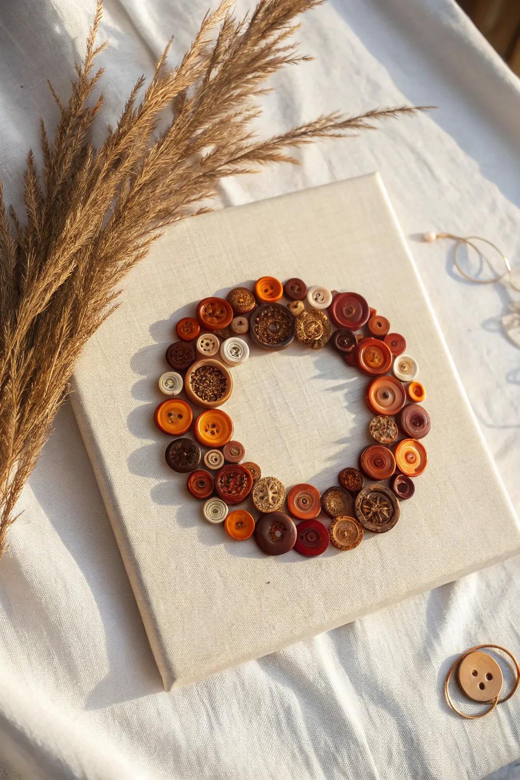 Welcome the time with this charming autumn button garland—where ease blends with natural charm.