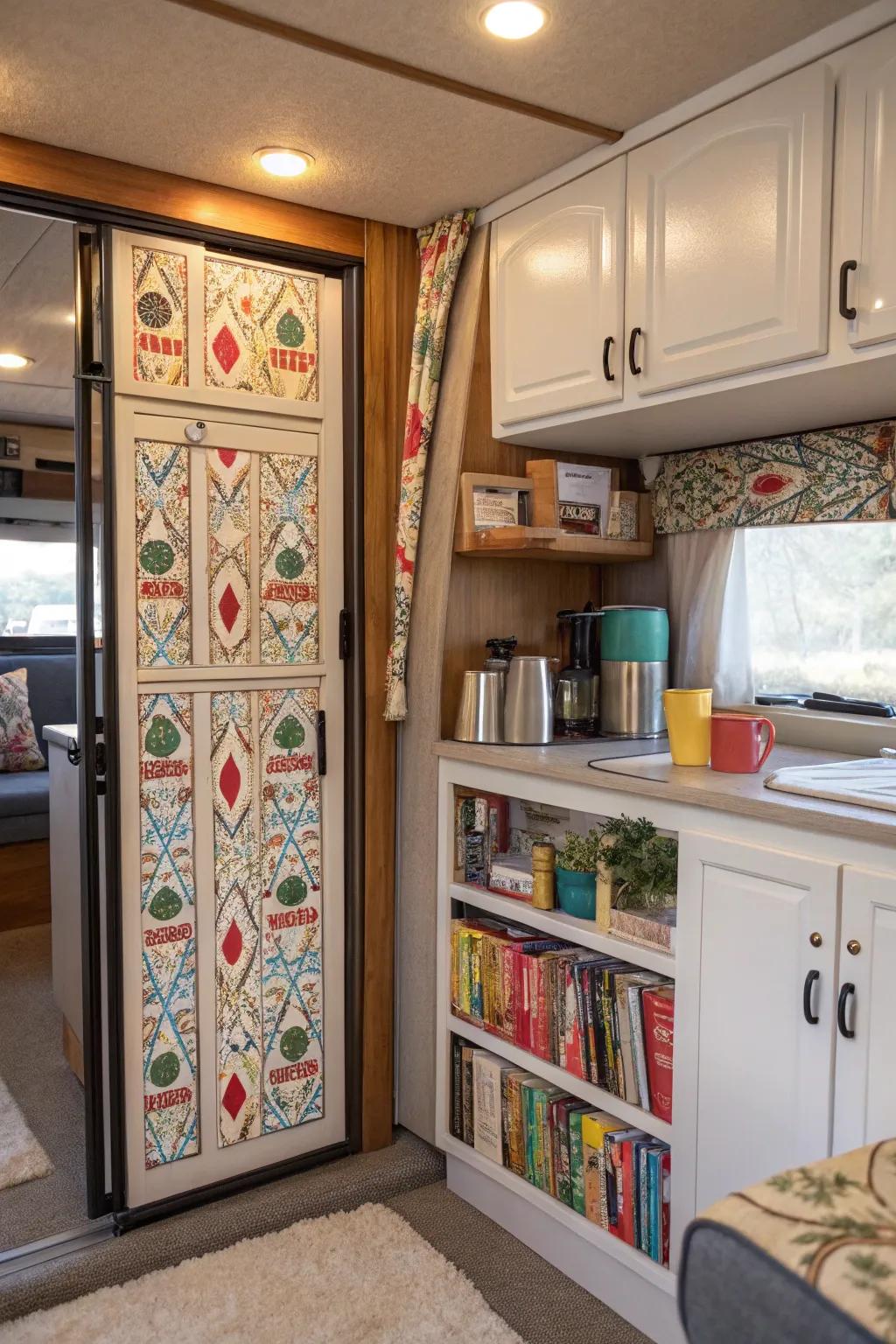 Patterned cabinets can be a playful focal point.