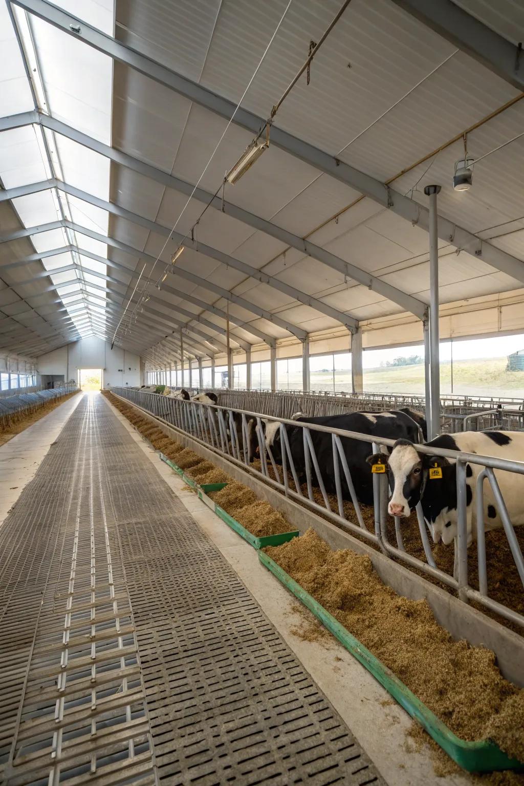 Effective drainage keeps the barn clean and dry.