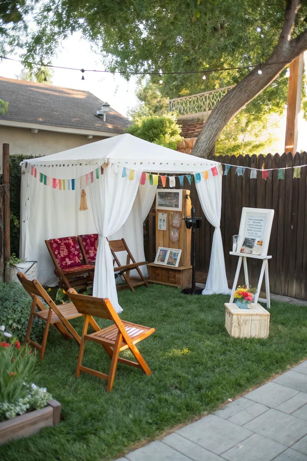 A self-made photo spot appends amusement and ingenuity to the wedding.