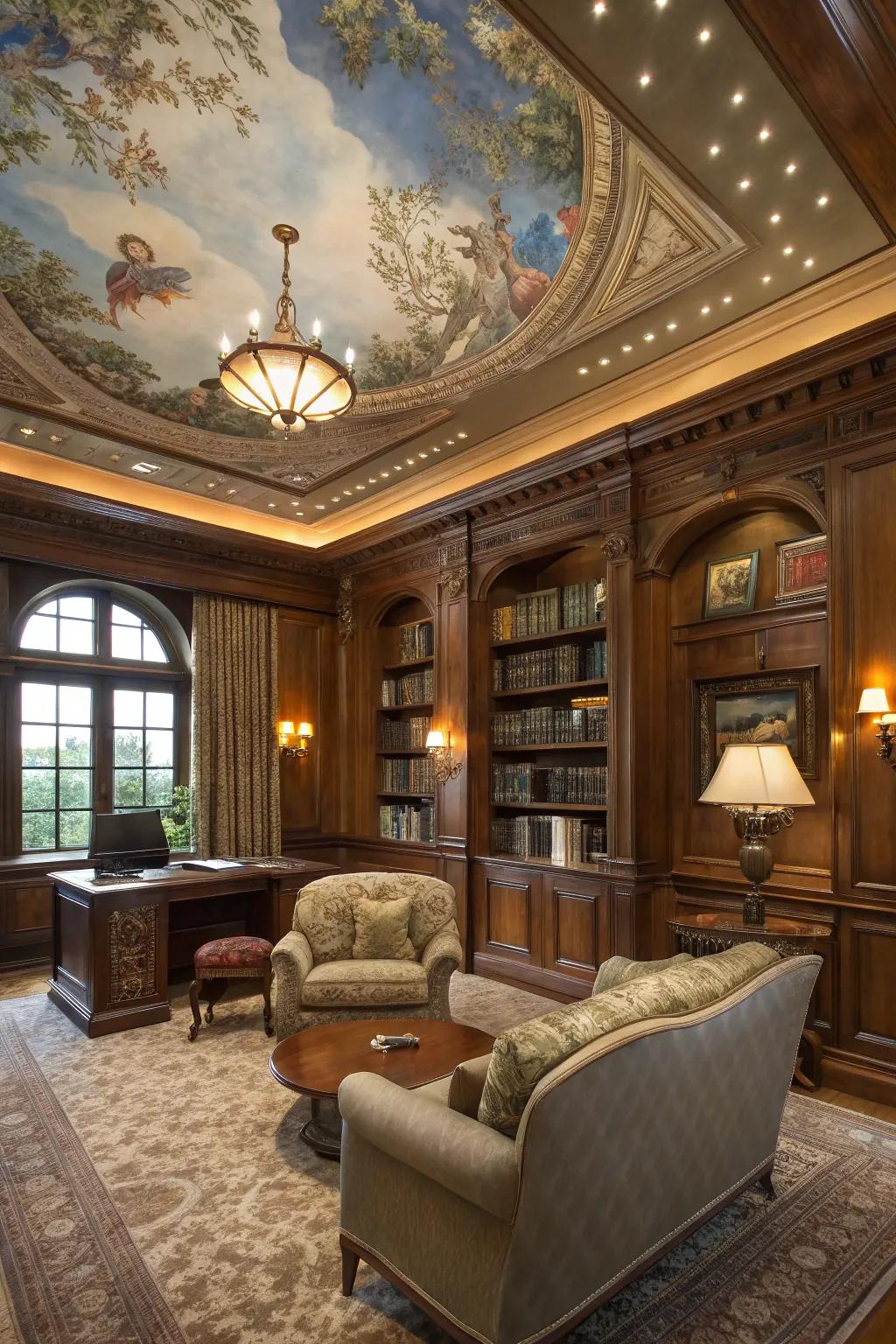 Bespoke wall designs transform ceilings into stunning artworks.