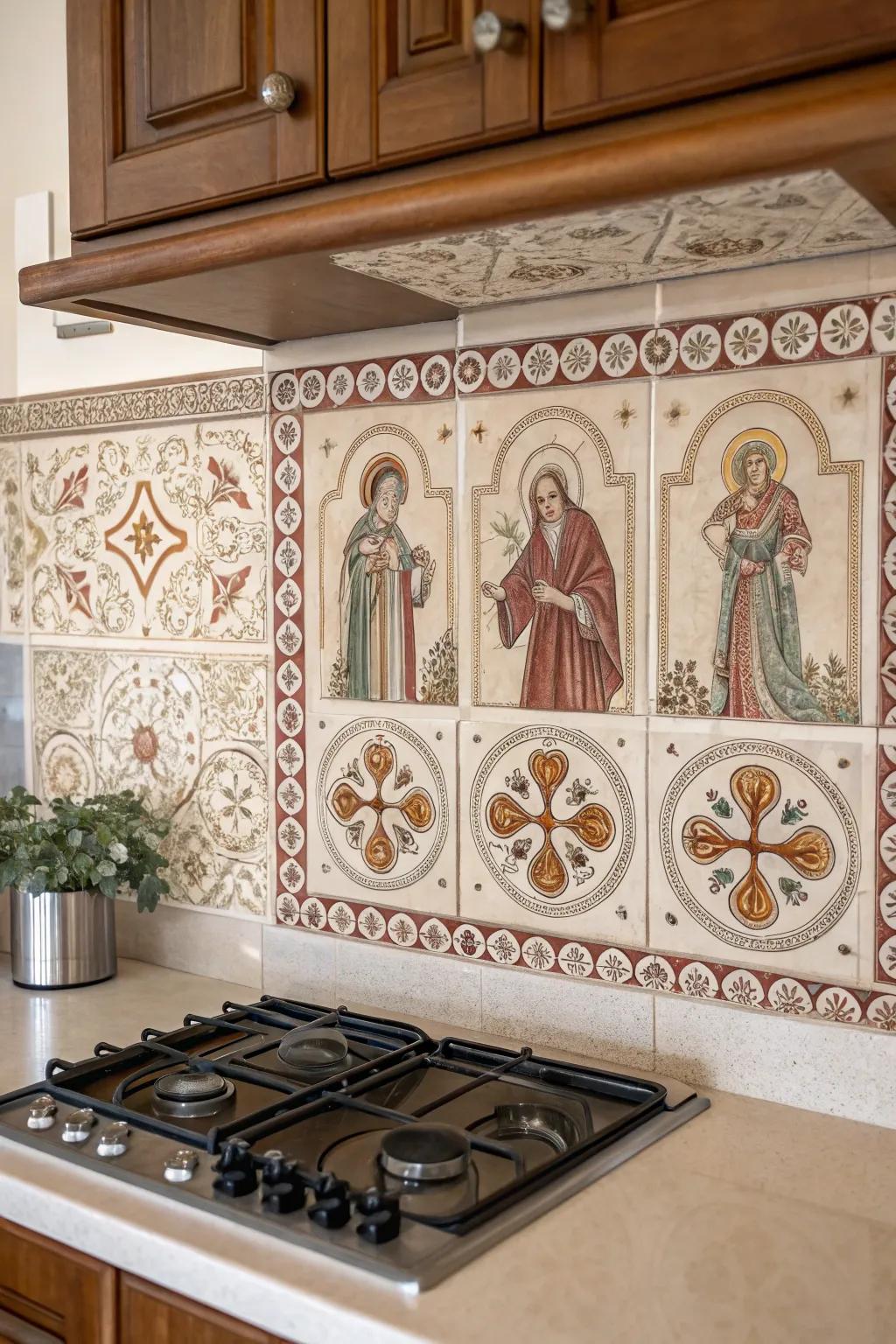 Fancy Religious Tiles add a homey touch.