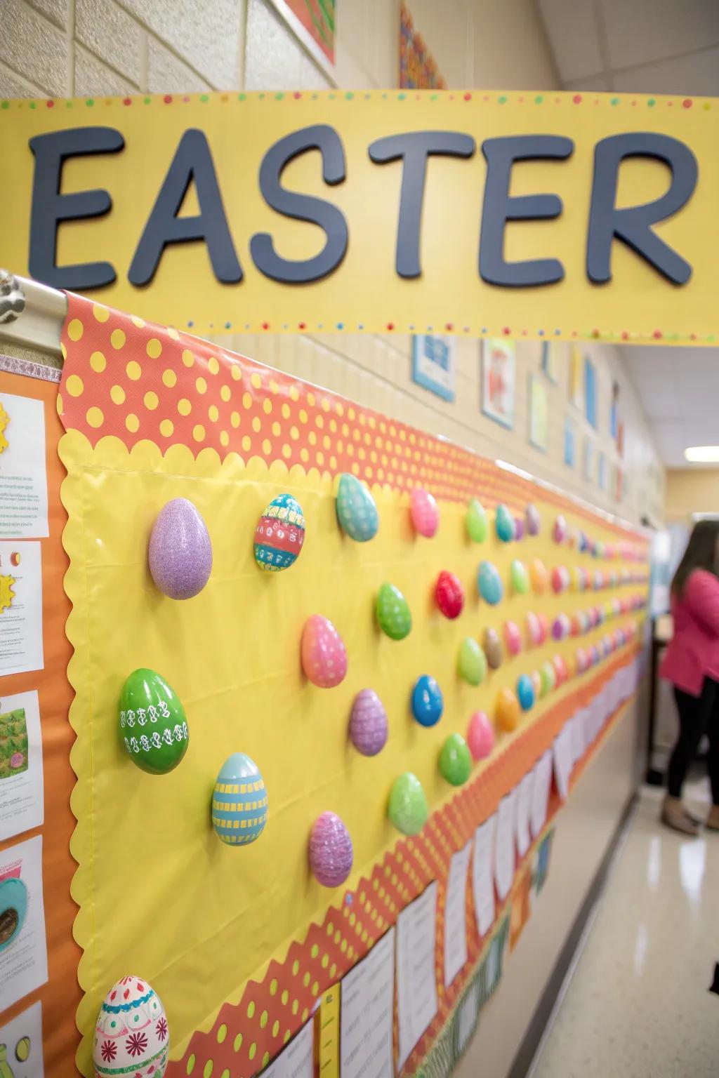 An instructive bulletin board showcasing a lexical compendium of Easter terminology.