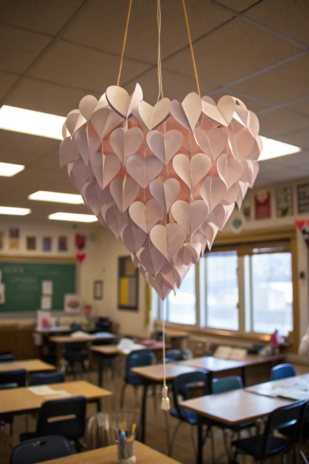 Attention-grabbing paper affection chandelier as a centerpiece.