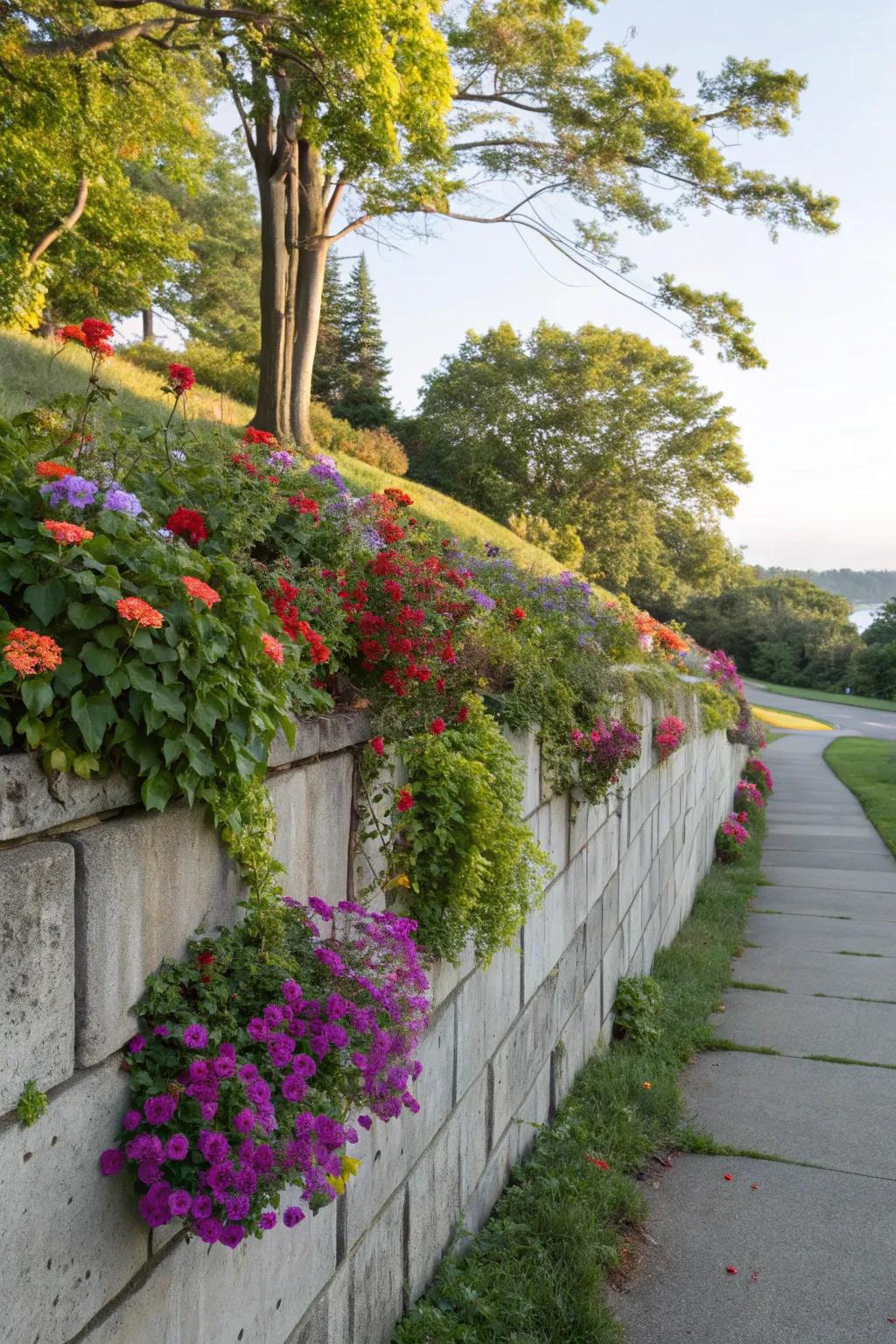 Colorful plantings incorporate innate splendor to support structures.