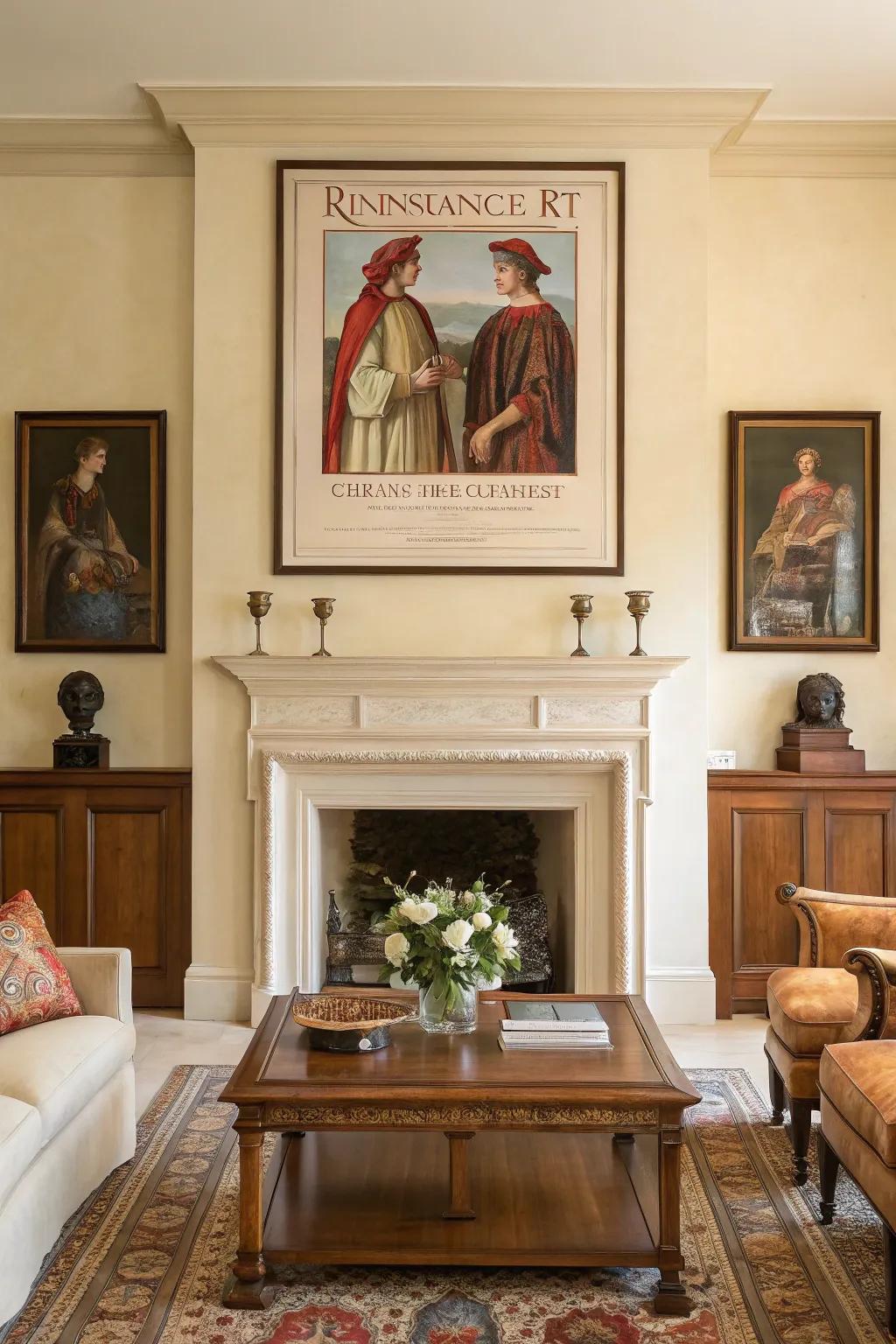 Historical art imbues decor with a sense of timeless beauty and sophistication.