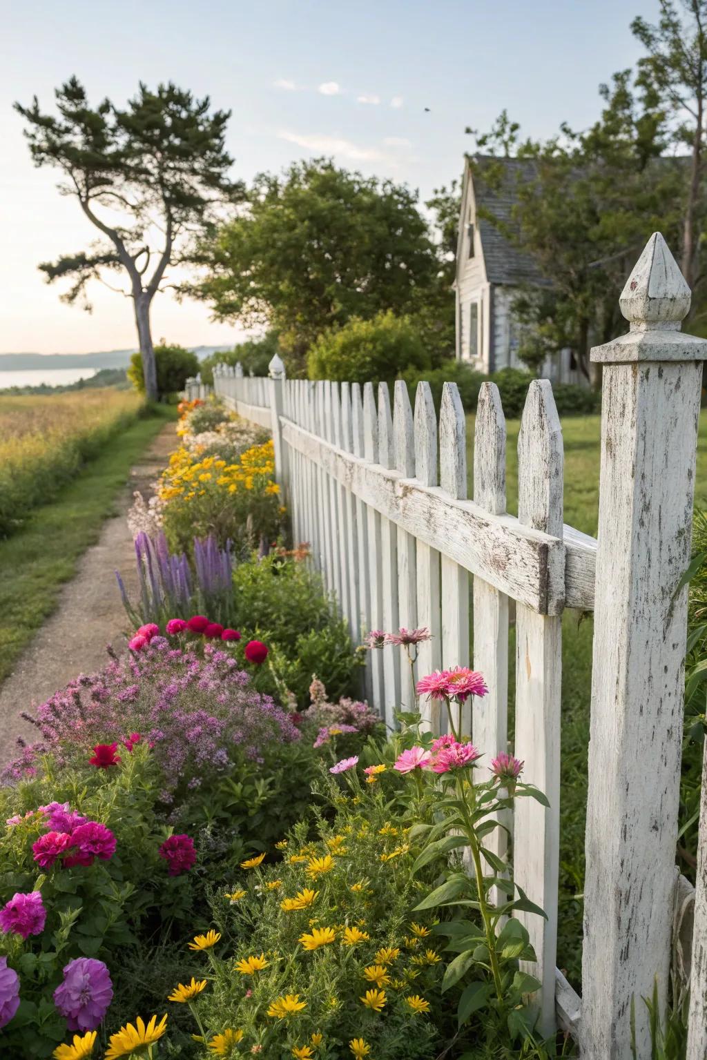 The classic paling barrier evokes timeless charm.