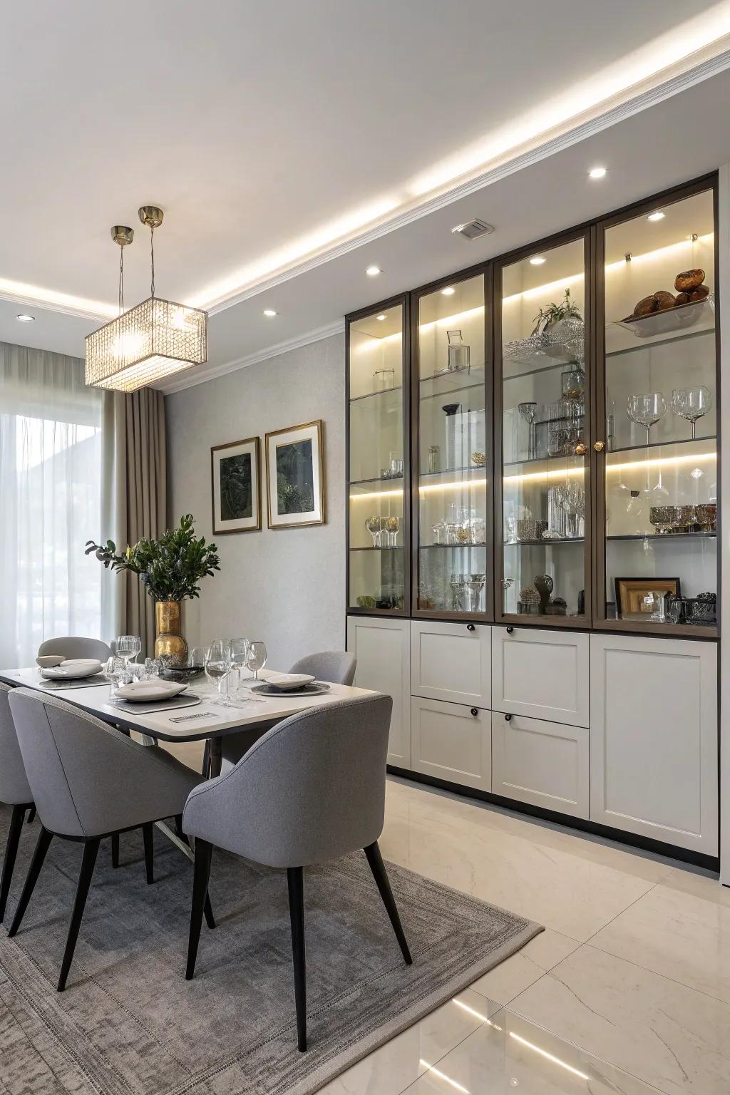 Floating units provide a modern look while keeping items out of sight.