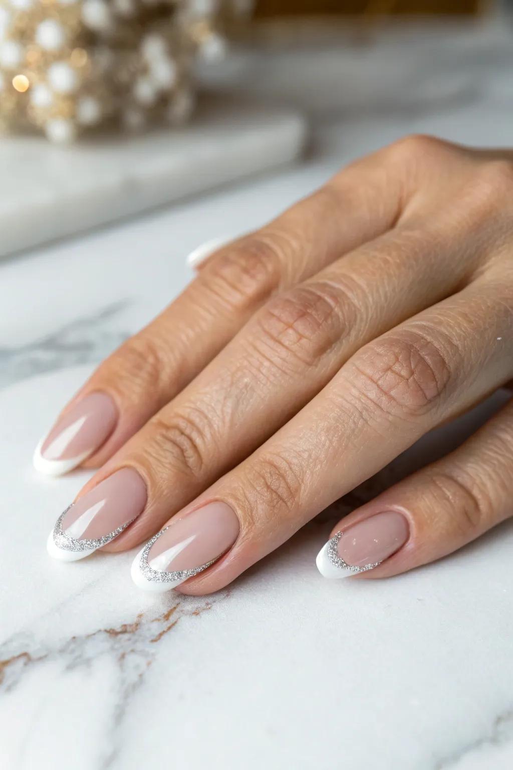 Sparkle into the themed spirit with a hint of shimmer elegance. Perfect your minimalist manicure with a festive variation! ✨💅