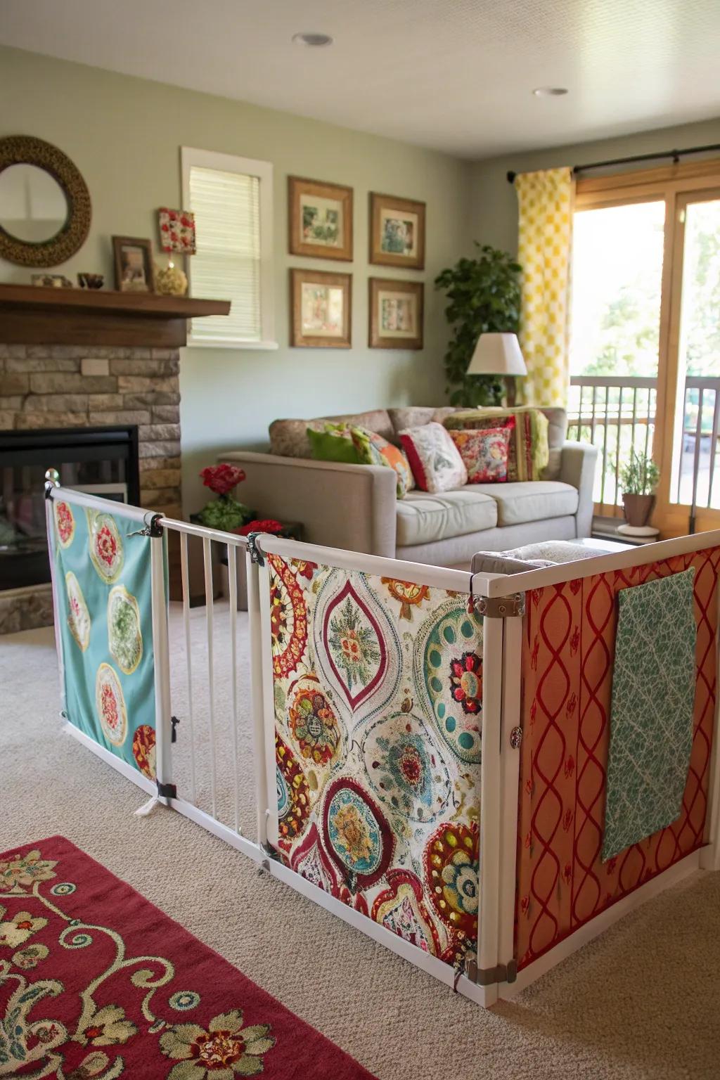 A creative textile barrier adding color and style to your space.