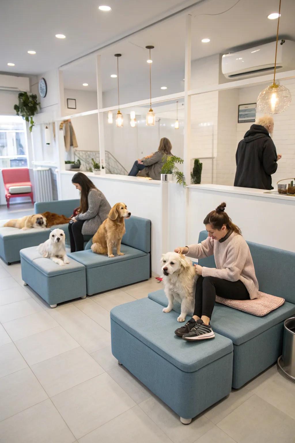 Adaptable modular seating solutions for flexible salon layouts.