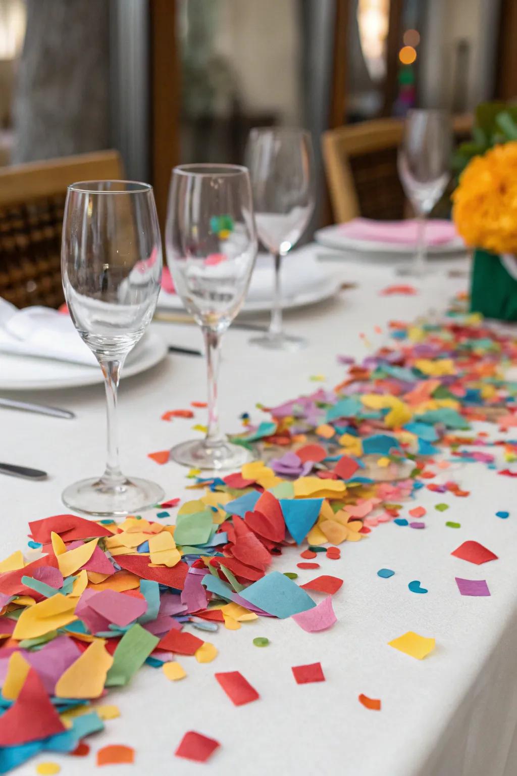 Add a splash of color with DIY crepe paper confetti.